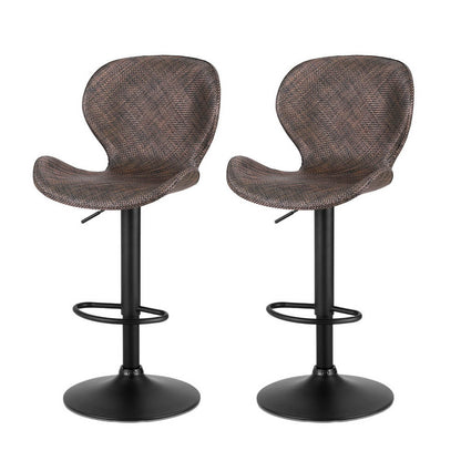 Aspendale | Metal Beige Brown PE Rattan Adjustable Bar Stools | Set Of 2 | Brown