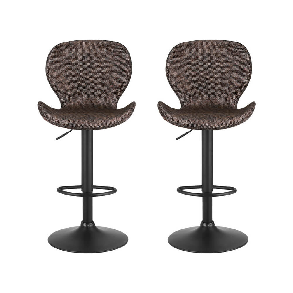 Aspendale | Metal Beige Brown PE Rattan Adjustable Bar Stools | Set Of 2 | Brown