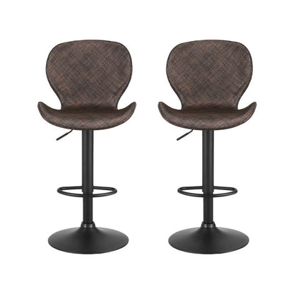 Aspendale | Metal Beige Brown PE Rattan Adjustable Bar Stools | Set Of 2 | Brown