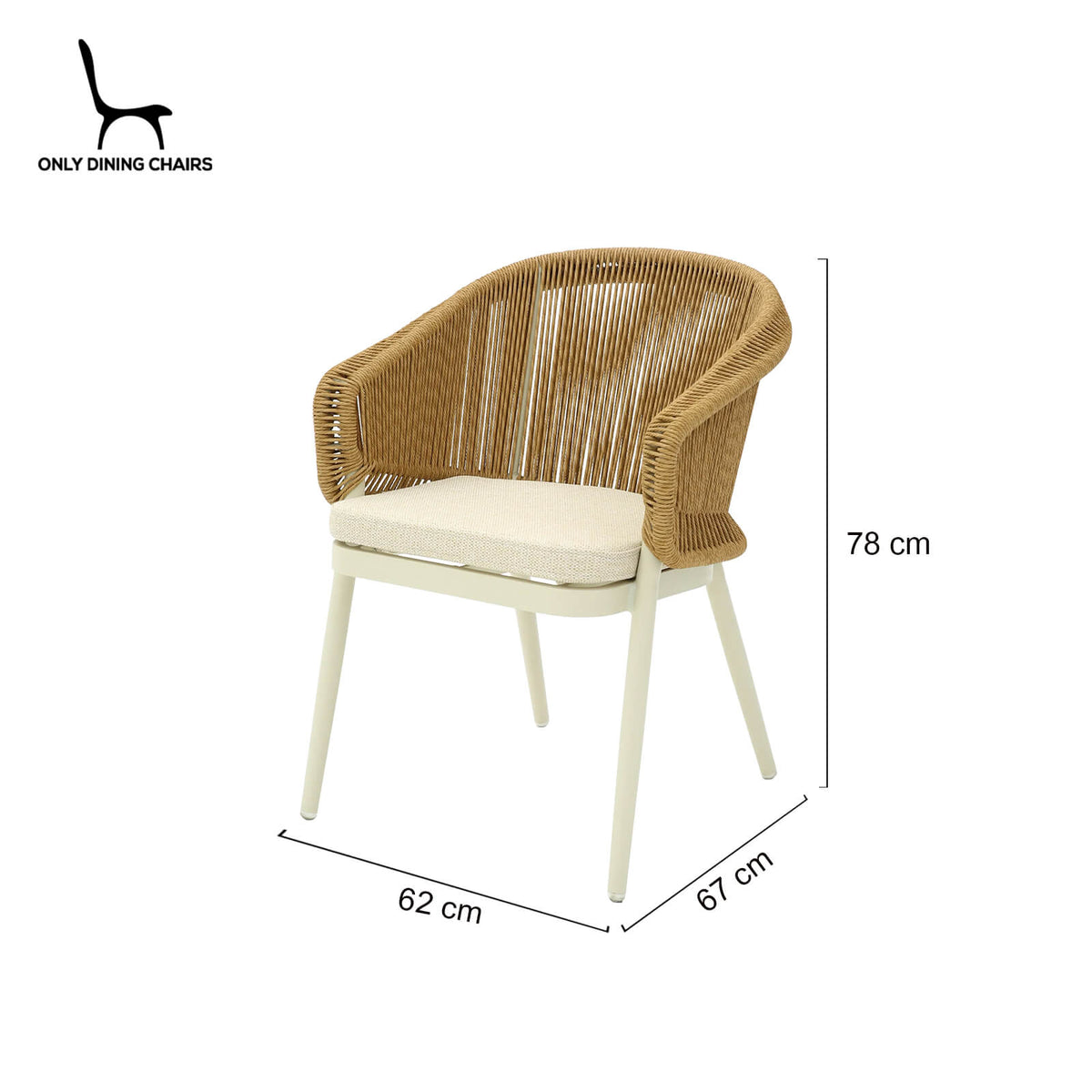 Aspendale | Coastal Beige Fabric Natural Rattan Dining Chairs With Arms