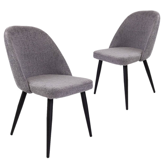Aspley | Mid Century Fabric Dining Chairs | Set Of 2 | Fog