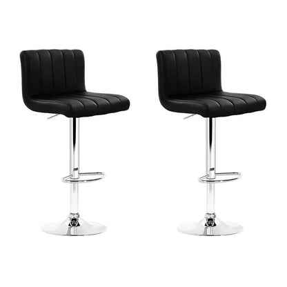 Astor | Contemporary Black PU Leather Bar Stools | Set Of 2 | Black