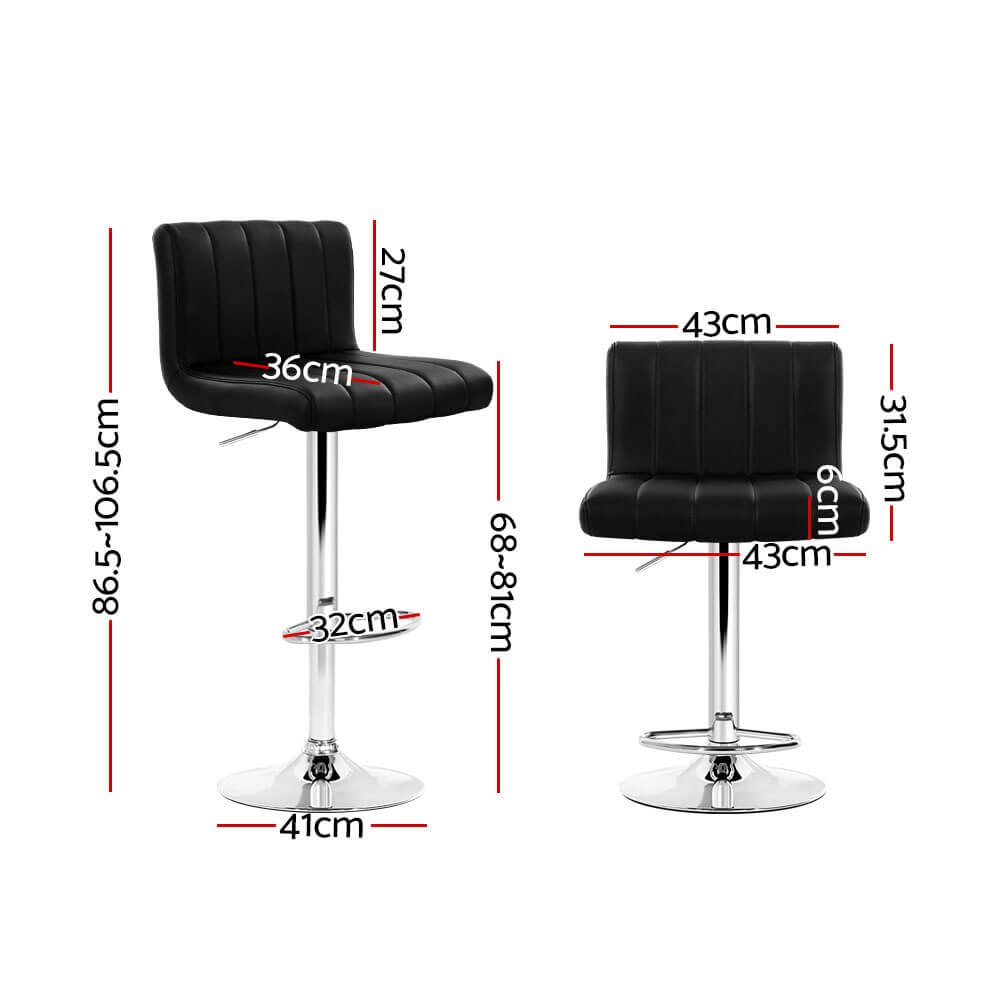 Astor | Contemporary Black PU Leather Bar Stools | Set Of 2