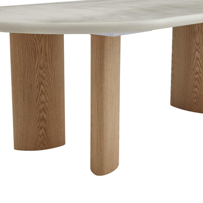 Astra | Coastal Industrial Pebble 2.4m Wooden Oval Dining Table | Pebble