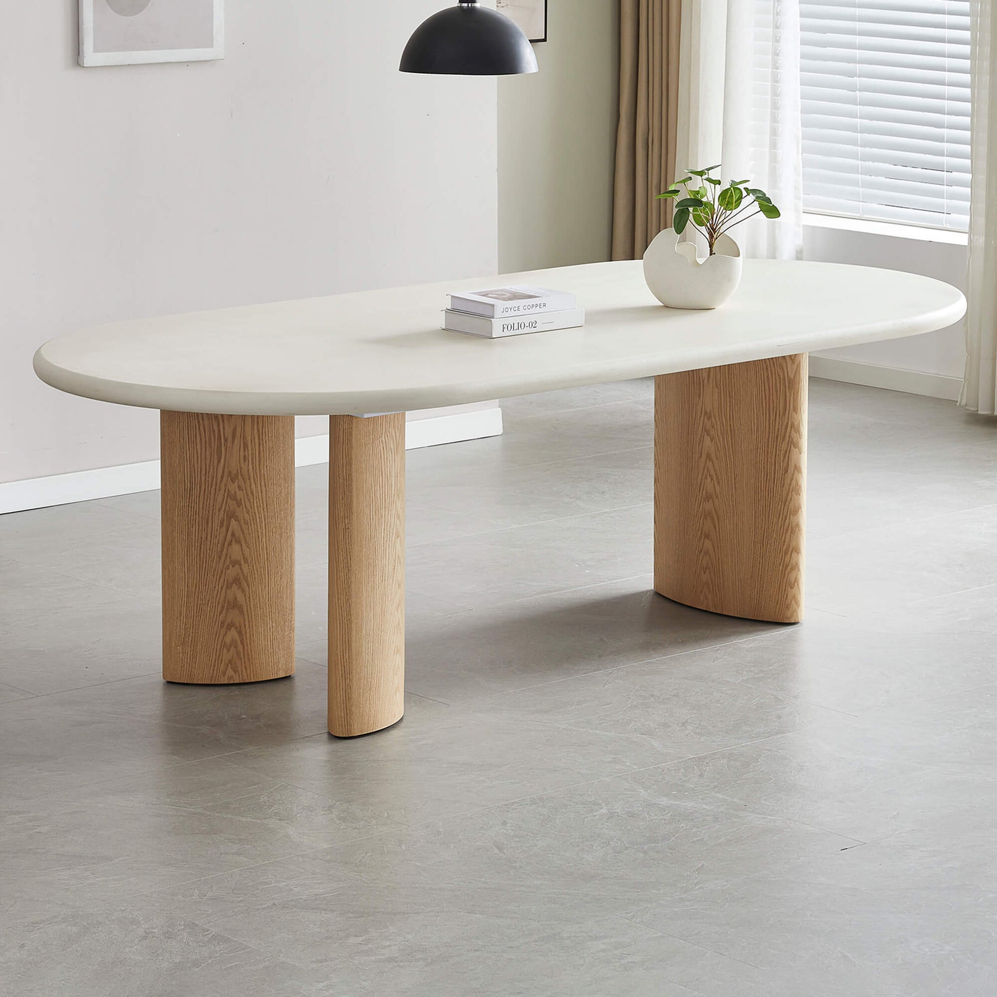 Astra | Coastal Industrial Pebble 2.4m Wooden Oval Dining Table | Pebble