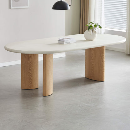 Astra | Coastal Industrial Pebble 2.4m Wooden Oval Dining Table | Pebble