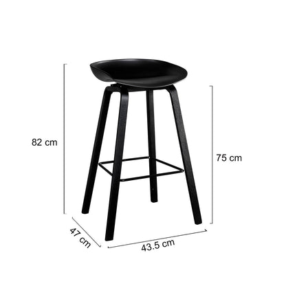 Astra | Contemporary Metal Black White Bar Stool | Black