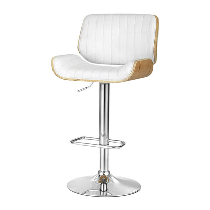 Astra | Contemporary Swivel Wooden White PU Leather Bar Stools | Set of 2 | White