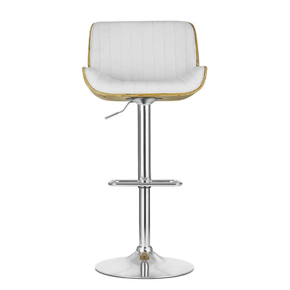 Astra | Contemporary Swivel Wooden White PU Leather Bar Stools | Set of 2 | White