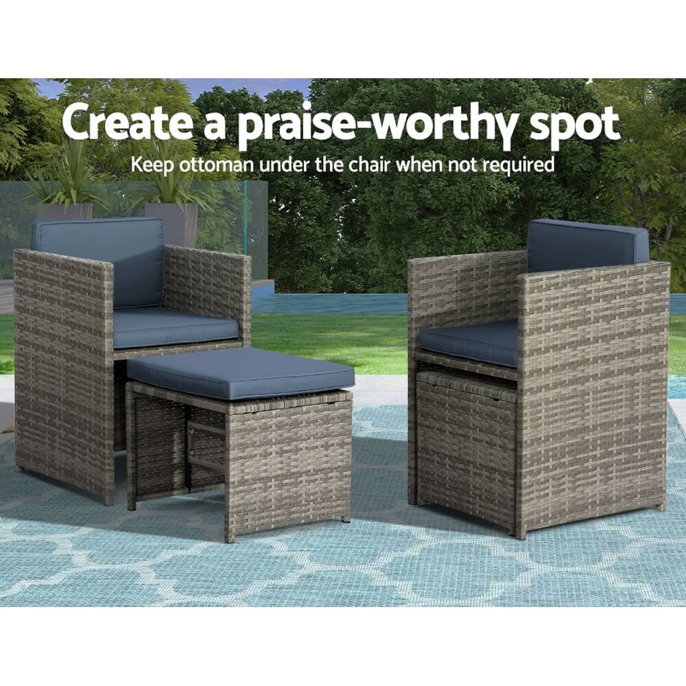 Auburn | Coastal 10 Seater Grey PE Wicker Outside Dining Table Set | Grey