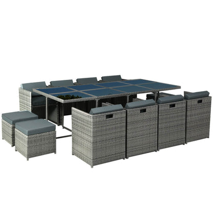 Auburn | Coastal 12 Seater Grey PE Wicker Outside Dining Table Set | Grey