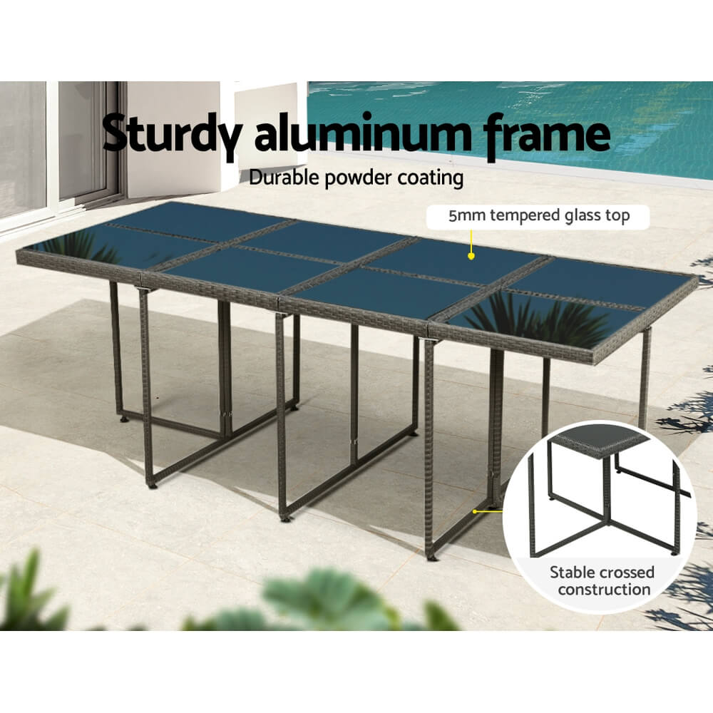 Auburn | Coastal 12 Seater Grey PE Wicker Outside Dining Table Set | Grey