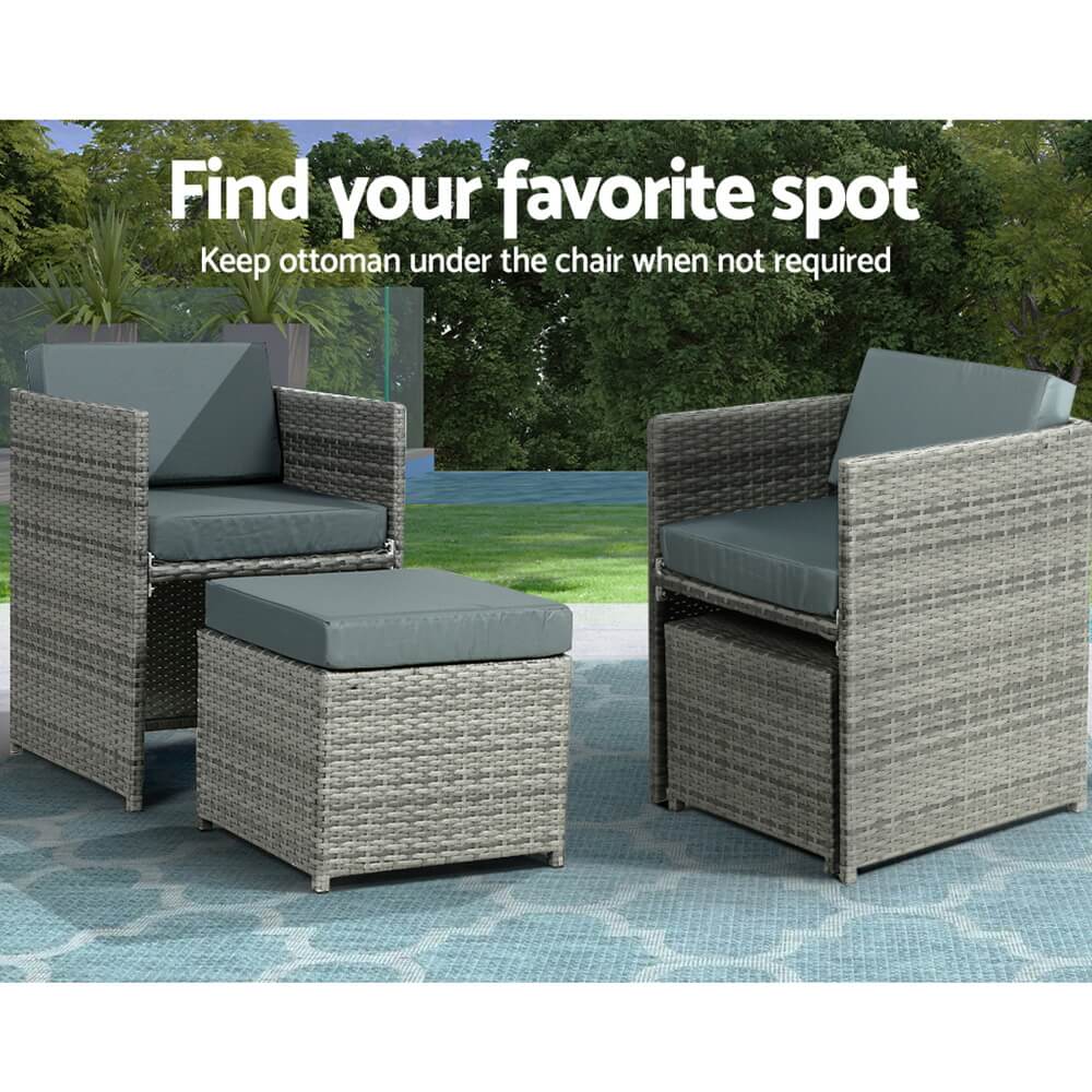 Auburn | Coastal 12 Seater Grey PE Wicker Outside Dining Table Set | Grey