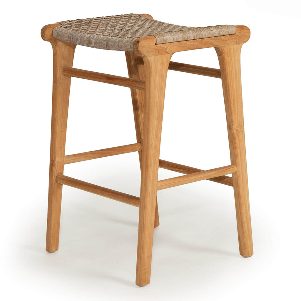 Augusta | Coastal Outdoor Corded Wooden Backless Bar Stools