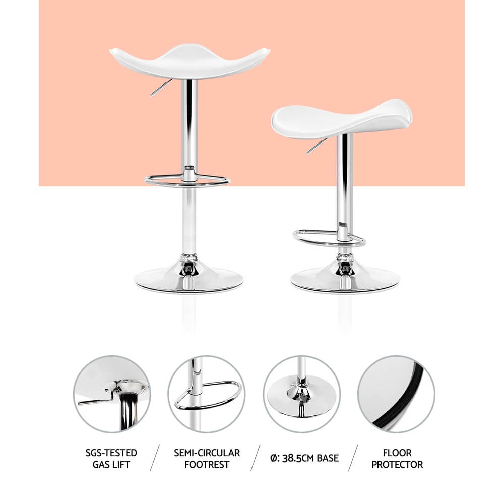 Avarnti | Modern White PU Leather Bar Stools | Set Of 2