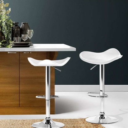 Avarnti | Modern White PU Leather Bar Stools | Set Of 2