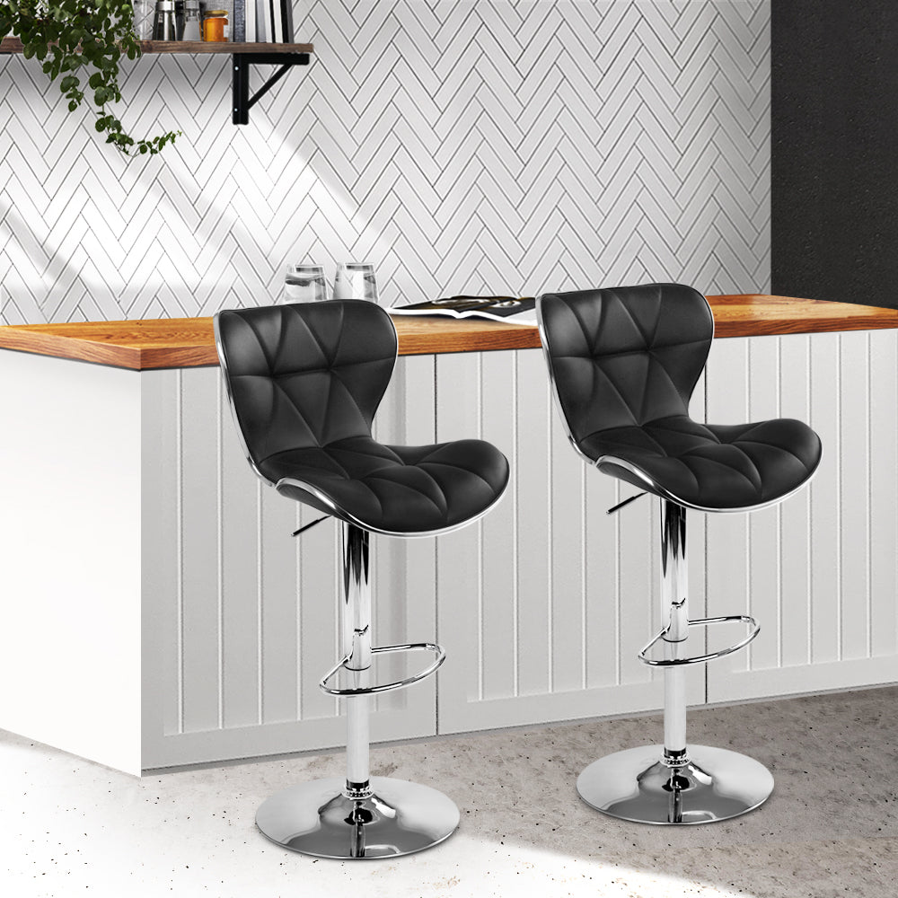 Avignon | Modern Metal White Black PU Leather Bar Stools | Set Of 2