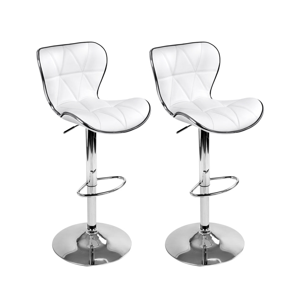 Avignon | Modern Metal White Black PU Leather Bar Stools | Set Of 2