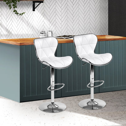 Avignon | Modern Metal White Black PU Leather Bar Stools | Set Of 2