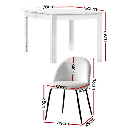 Ballina Hannaford | Modern White Boucle Marble Finish 4 Seater Dining Table Set | White