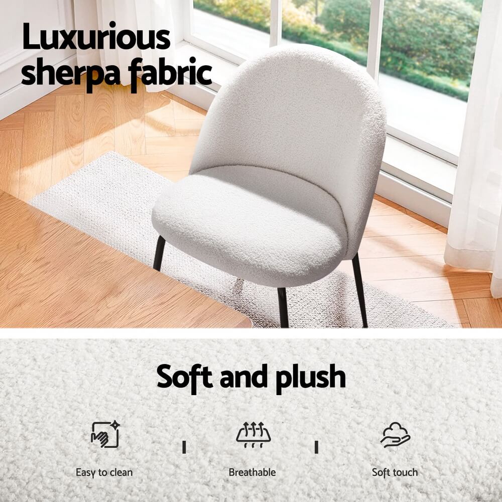 Ballina Hannaford | Modern White Boucle Marble Finish 4 Seater Dining Table Set | White