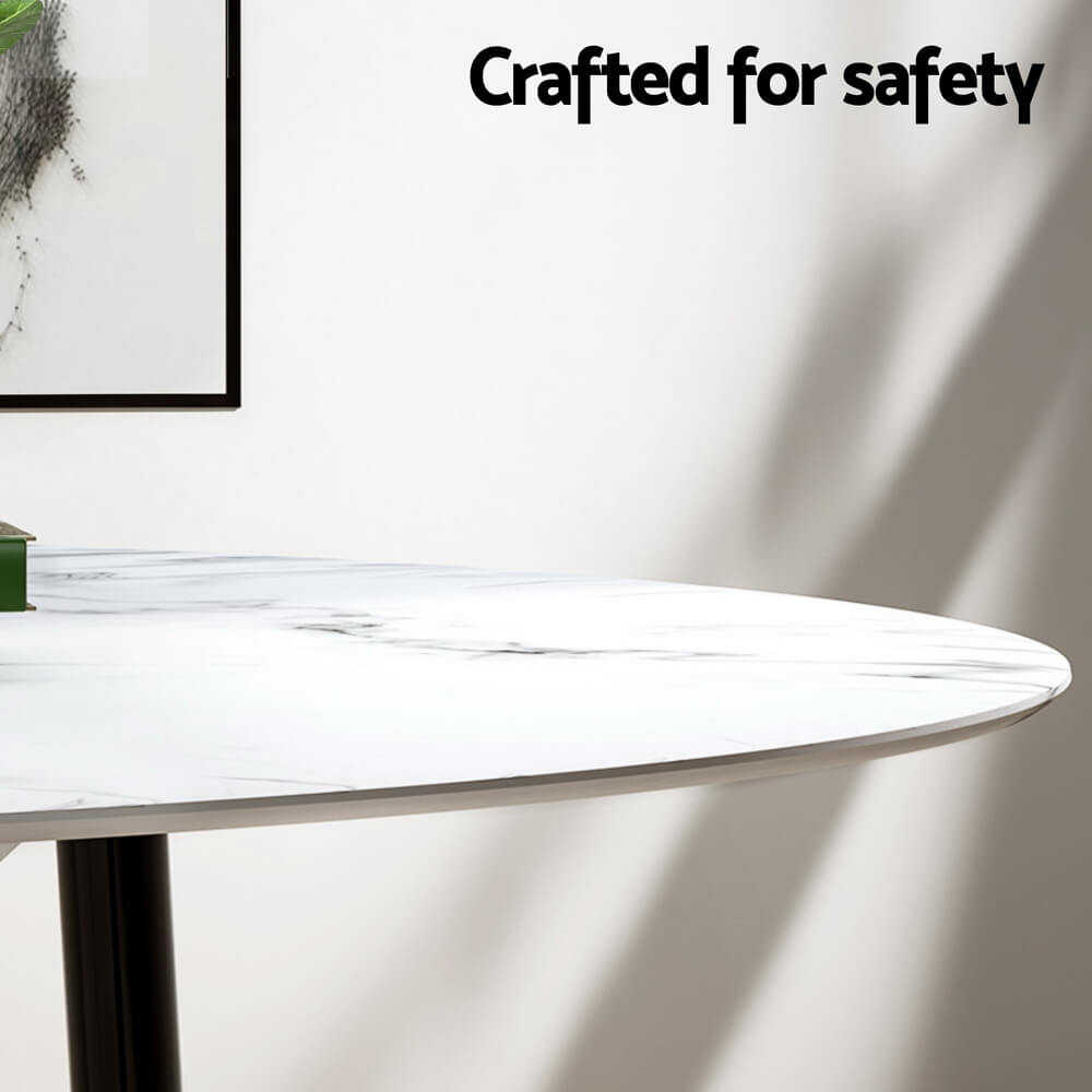Ballina Waldorf | Modern White Boucle Marble Finish 4 Seater Dining Table Set | White