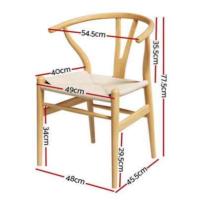 Bancroft | Natural Wishbone Rope Coastal Wooden Dining Chairs With Arms | Set Of 2 | Natural