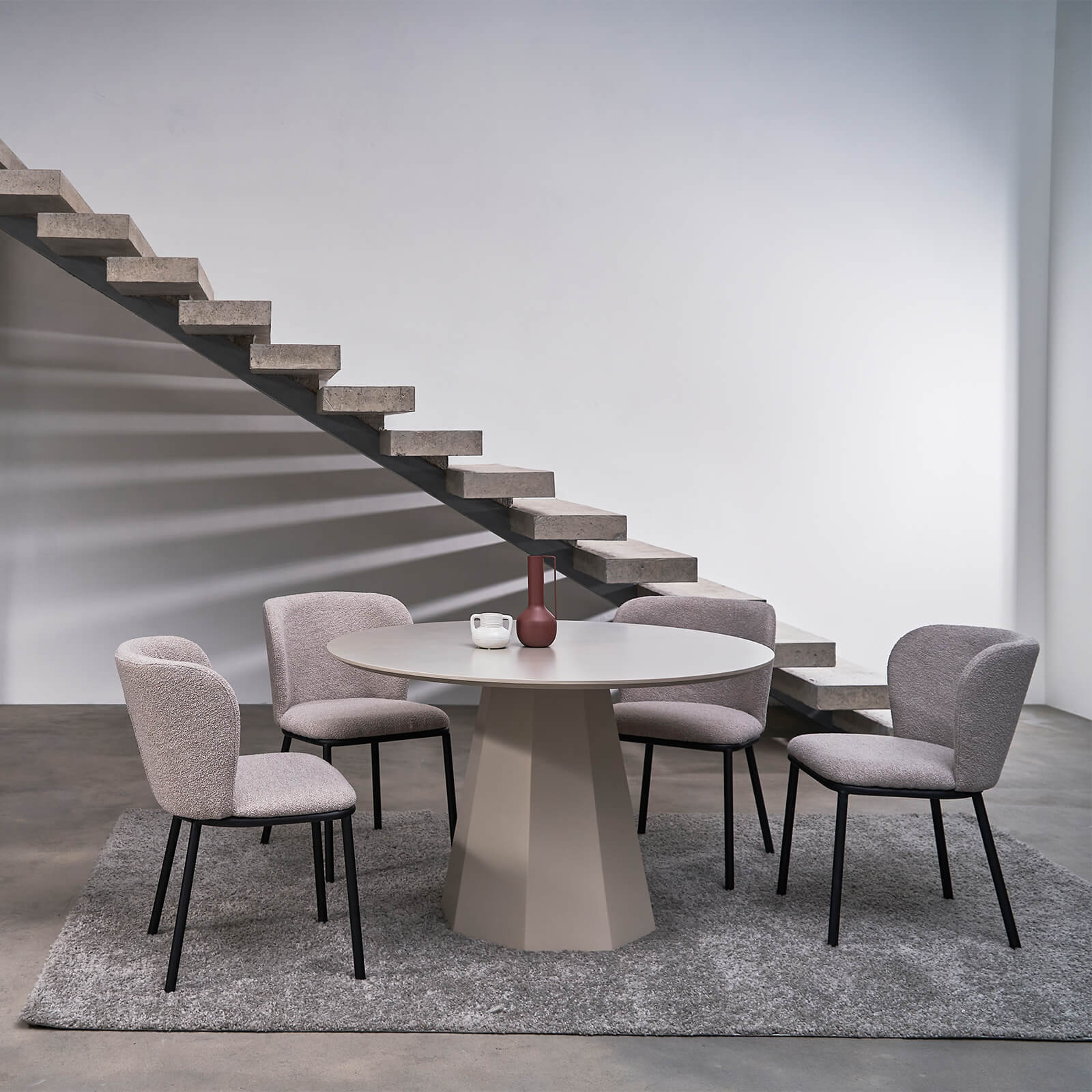 Bancroft | Modern Wooden 4 Seater 120cm Round Table | Putty
