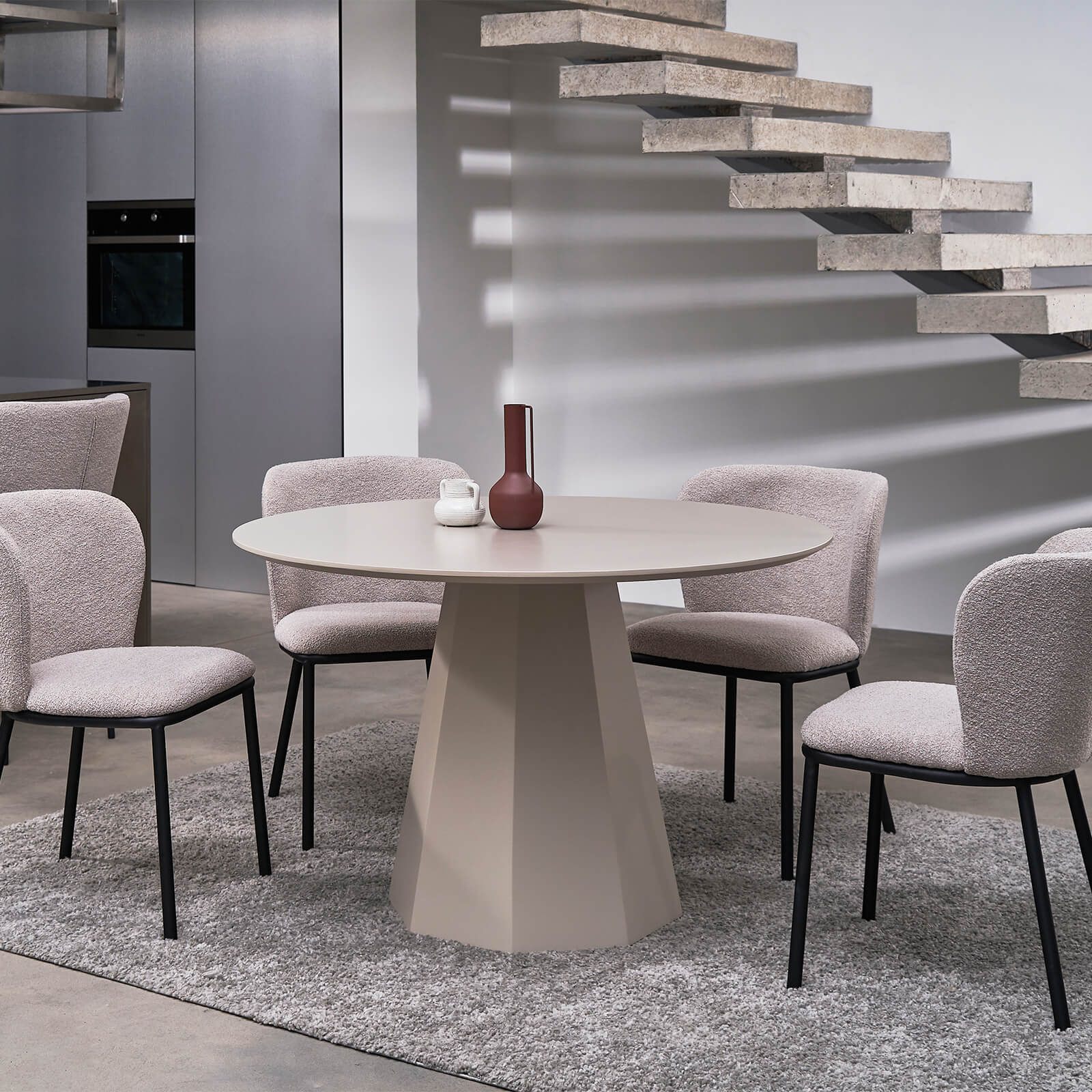 Bancroft | Modern Wooden 4 Seater 120cm Round Table | Putty
