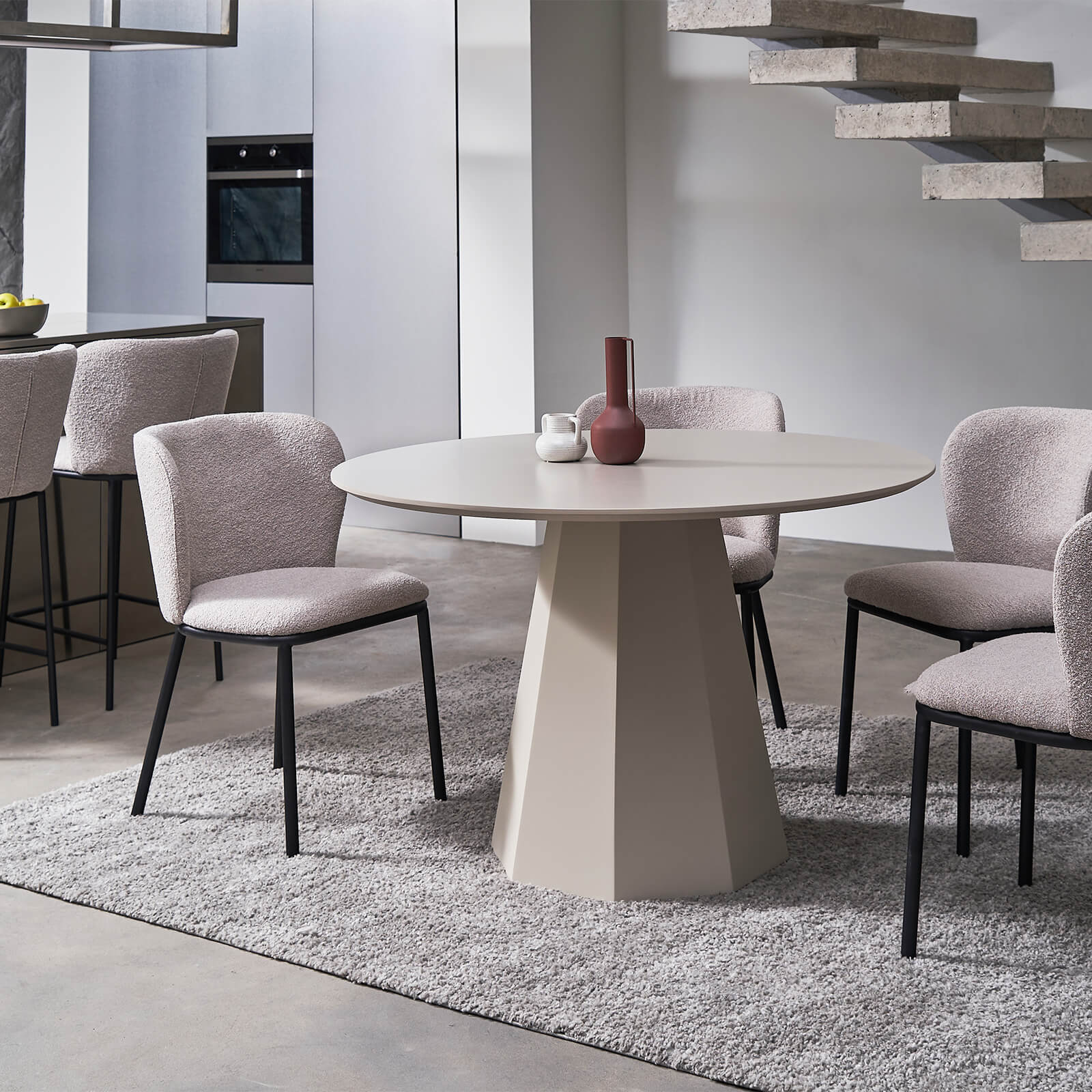 Bancroft | Modern Wooden 4 Seater 120cm Round Table | Putty