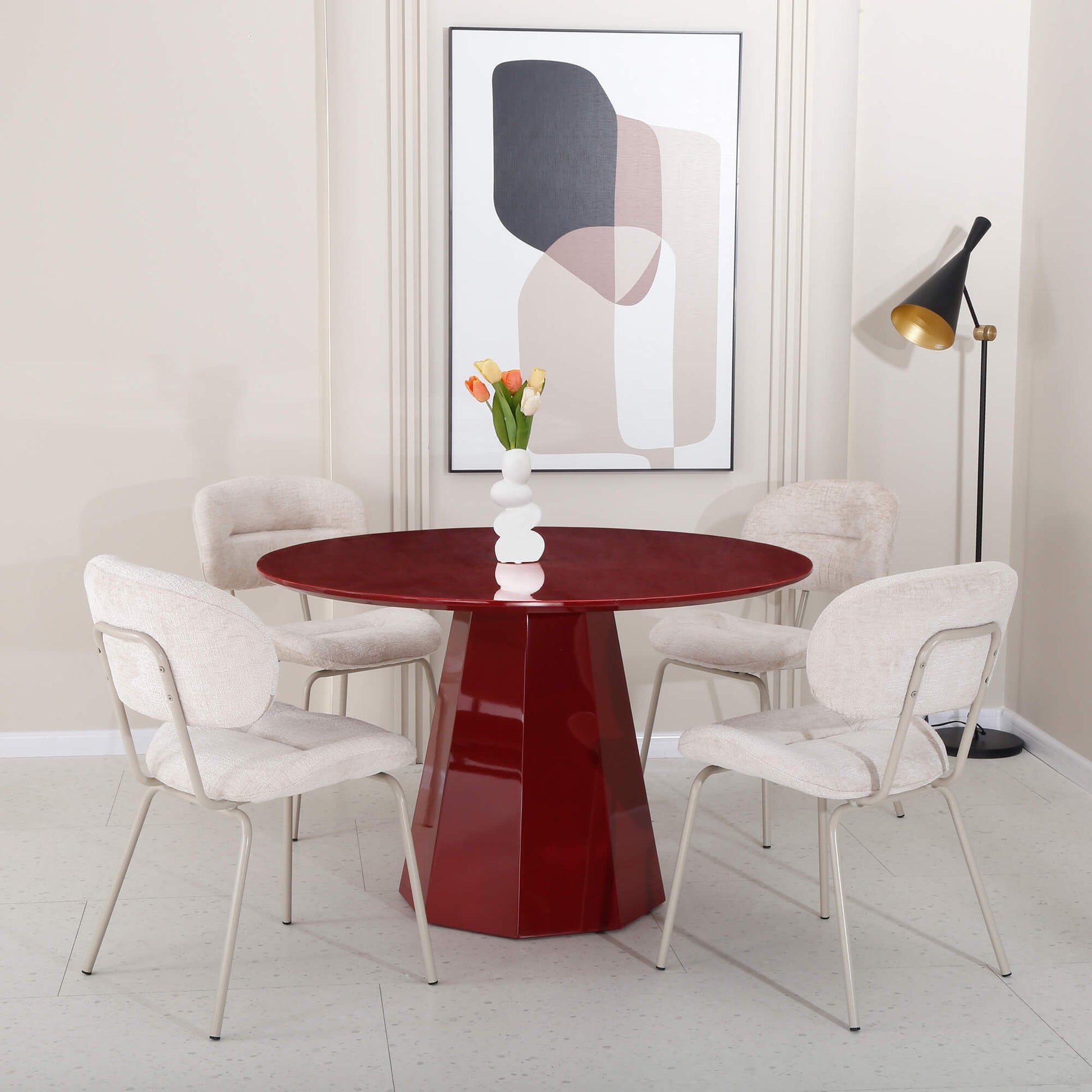 Bancroft | Modern Wooden 4 Seater 120cm Round Table | Wine