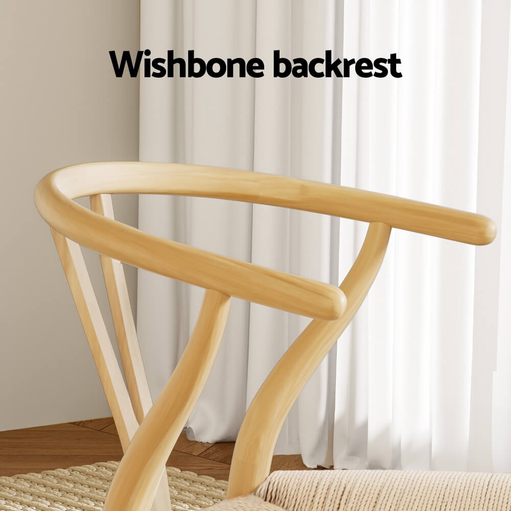 Bancroft | Natural Wishbone Rope Coastal Wooden Dining Chairs With Arms | Set Of 2 | Natural