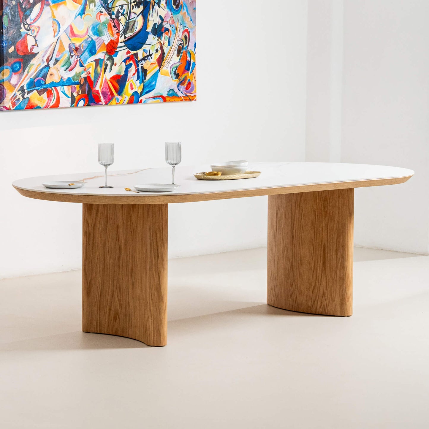 Banksia Coastal Natural Ceramic 2.4m Oakwood Dining Table | Natural