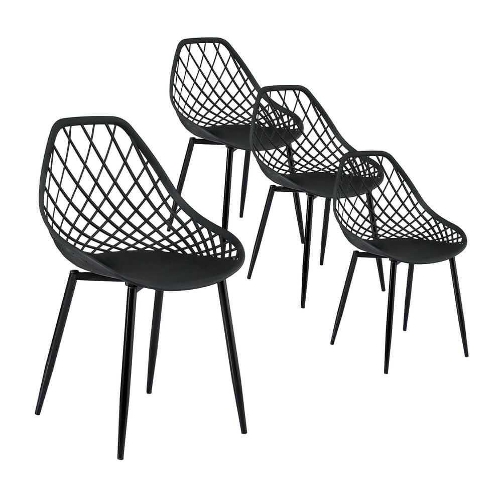 Banksia | Plastic UV-Resistant Black Outdoor Dining Chairs | Set Of 4 | Black