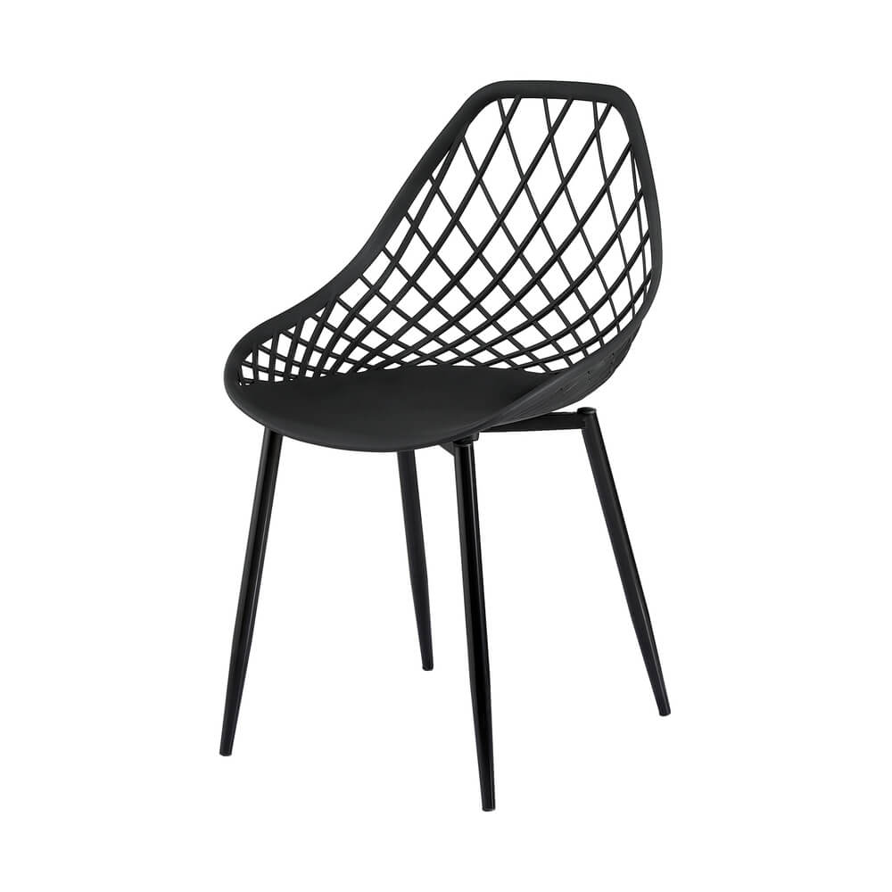 Banksia | Plastic UV-Resistant Black Outdoor Dining Chairs | Set Of 4 | Black
