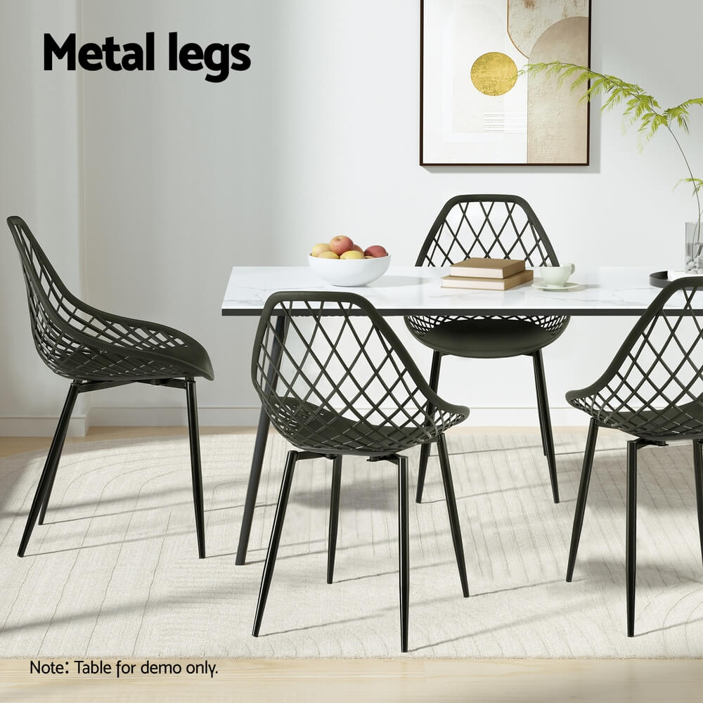 Banksia | Plastic UV-Resistant Black Outdoor Dining Chairs | Set Of 4 | Black