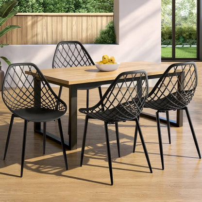 Banksia | Plastic UV-Resistant Black Outdoor Dining Chairs | Set Of 4 | Black
