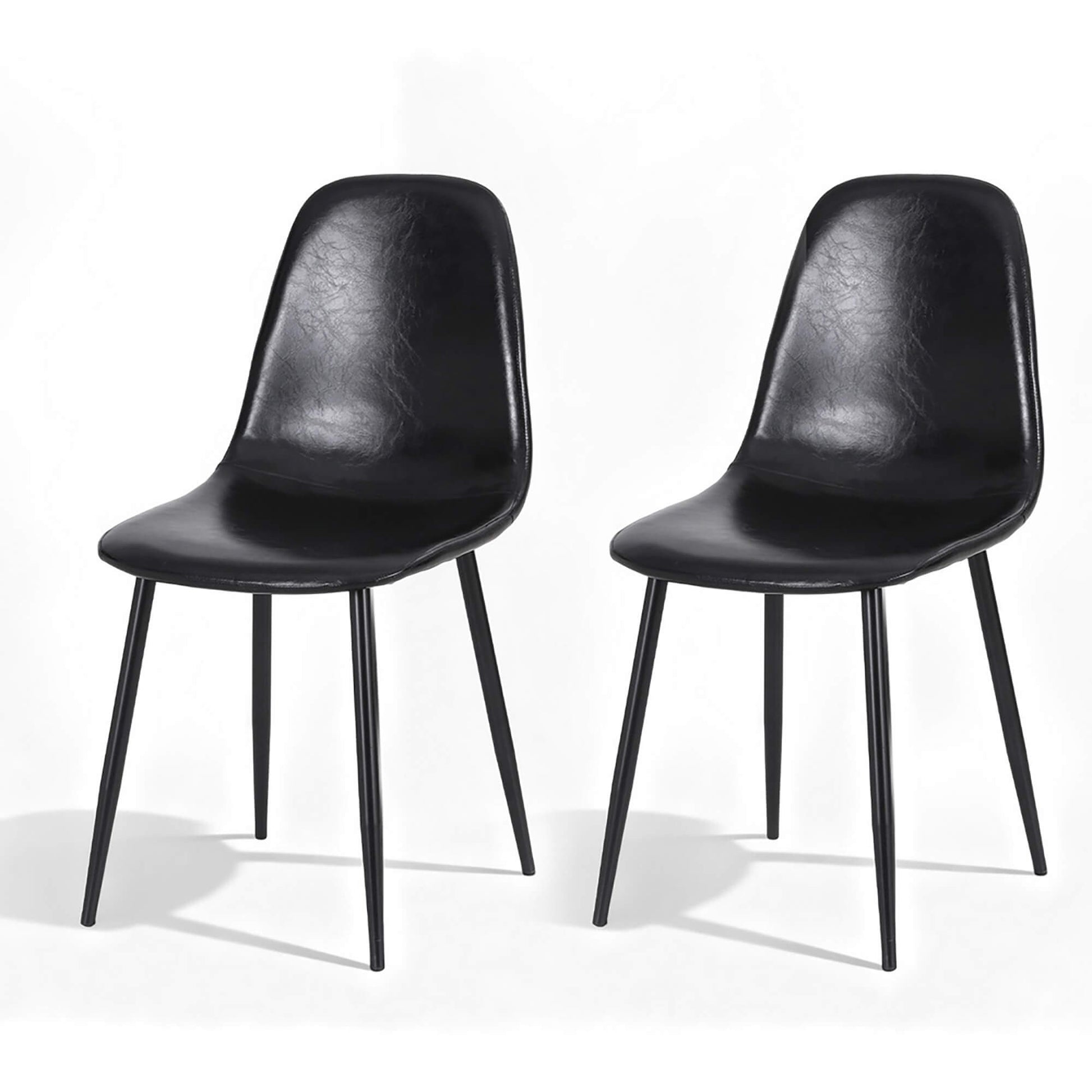 Baron | Modern Metal Black Brown PU Leather Dining Chairs | Set Of 2 | Black