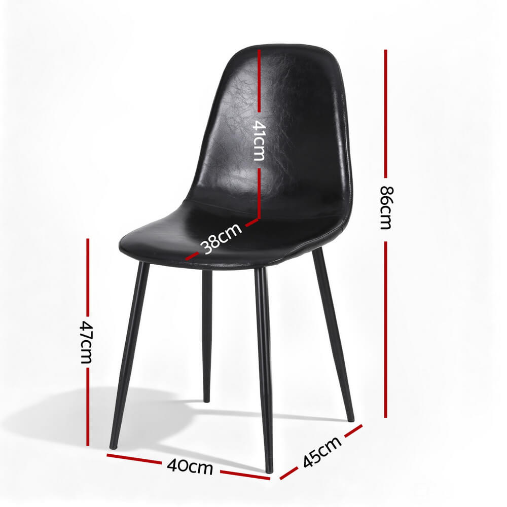Baron | Modern Metal Black Brown PU Leather Dining Chairs | Set Of 2 | Black