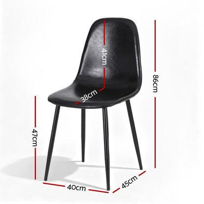Baron | Modern Metal Black Brown PU Leather Dining Chairs | Set Of 2 | Black