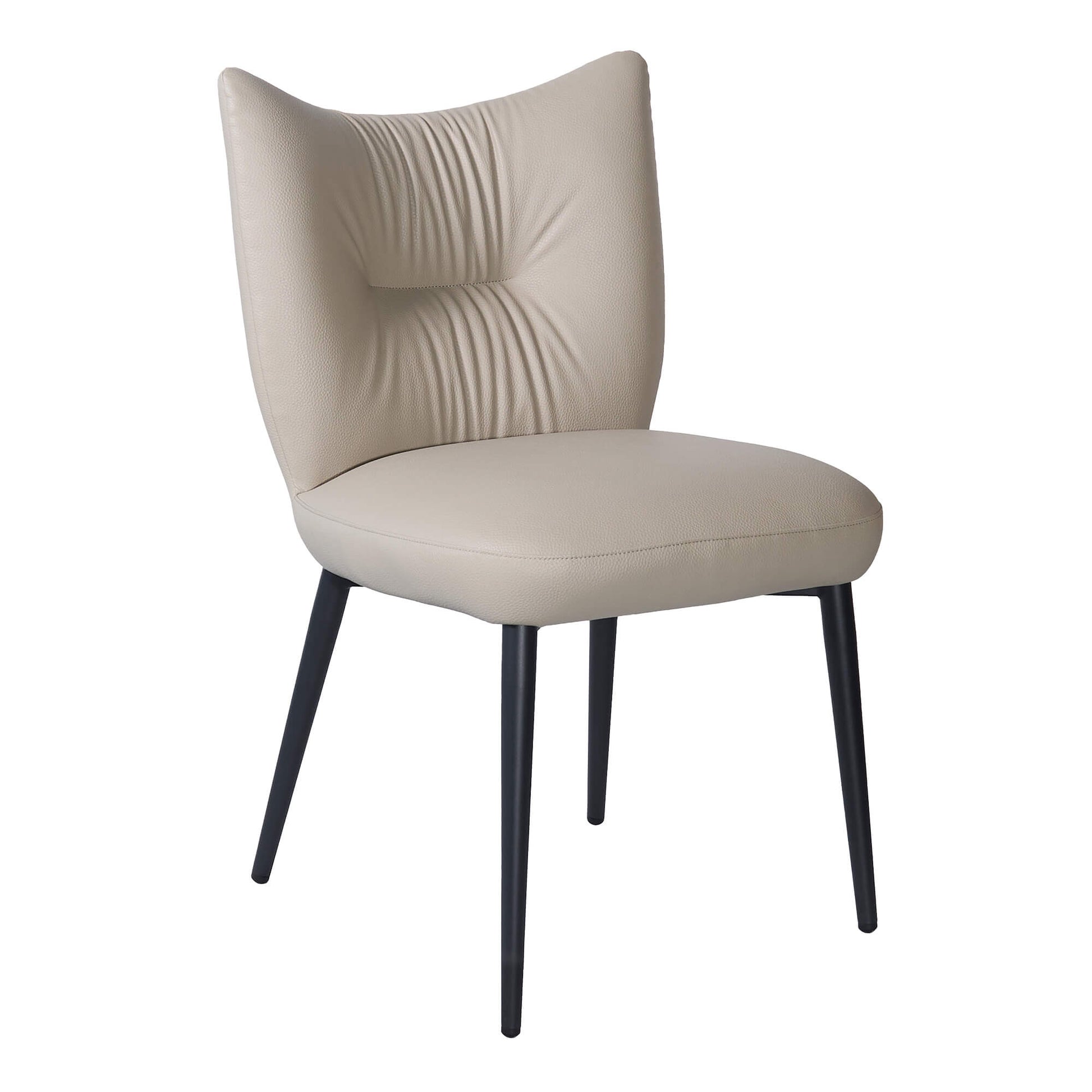 Modern Metal Black Beige PU Leather Dining Chairs | Beige