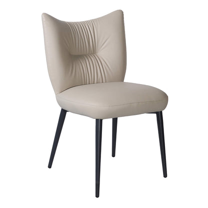 Modern Metal Black Beige PU Leather Dining Chairs | Beige