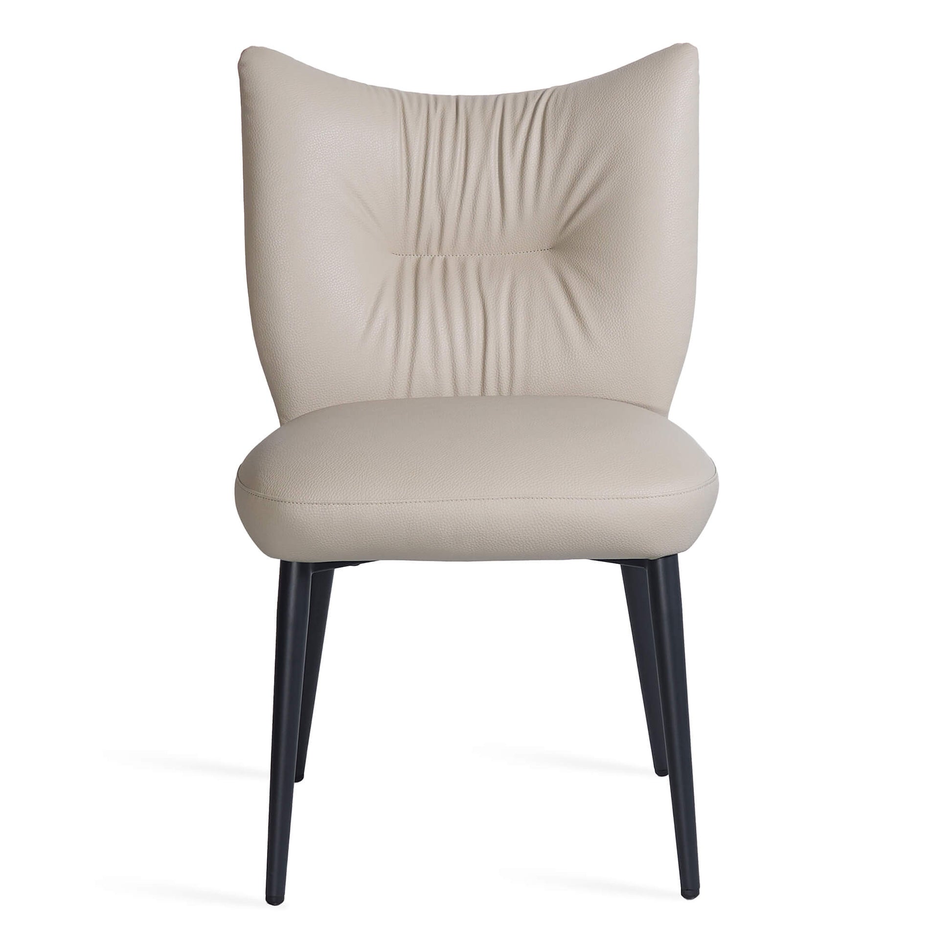 Modern Metal Black Beige PU Leather Dining Chairs | Beige