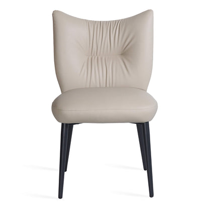 Modern Metal Black Beige PU Leather Dining Chairs | Beige