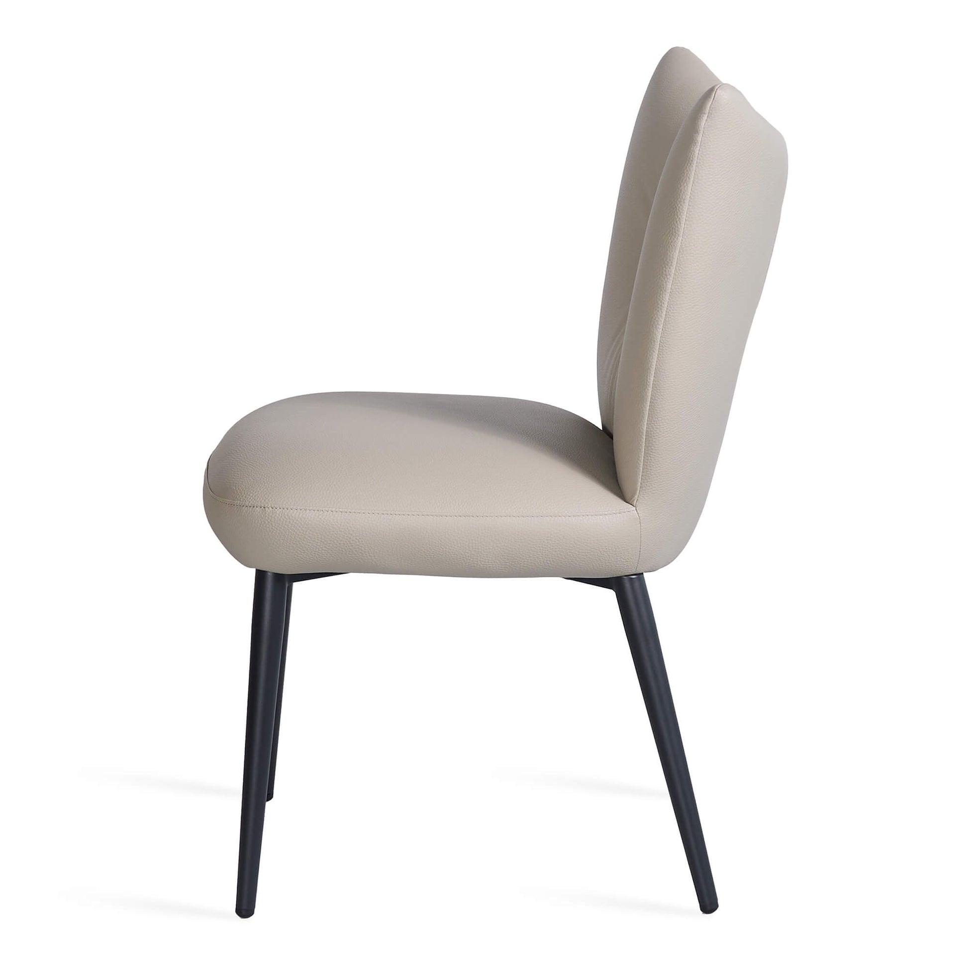 Modern Metal Black Beige PU Leather Dining Chairs | Beige