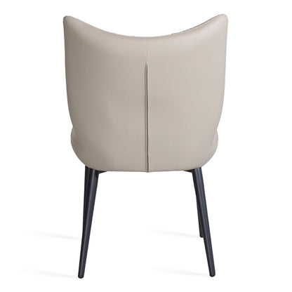 Modern Metal Black Beige PU Leather Dining Chairs | Beige