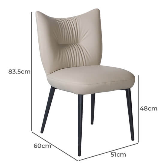 Modern Metal Black Beige PU Leather Dining Chairs | Beige
