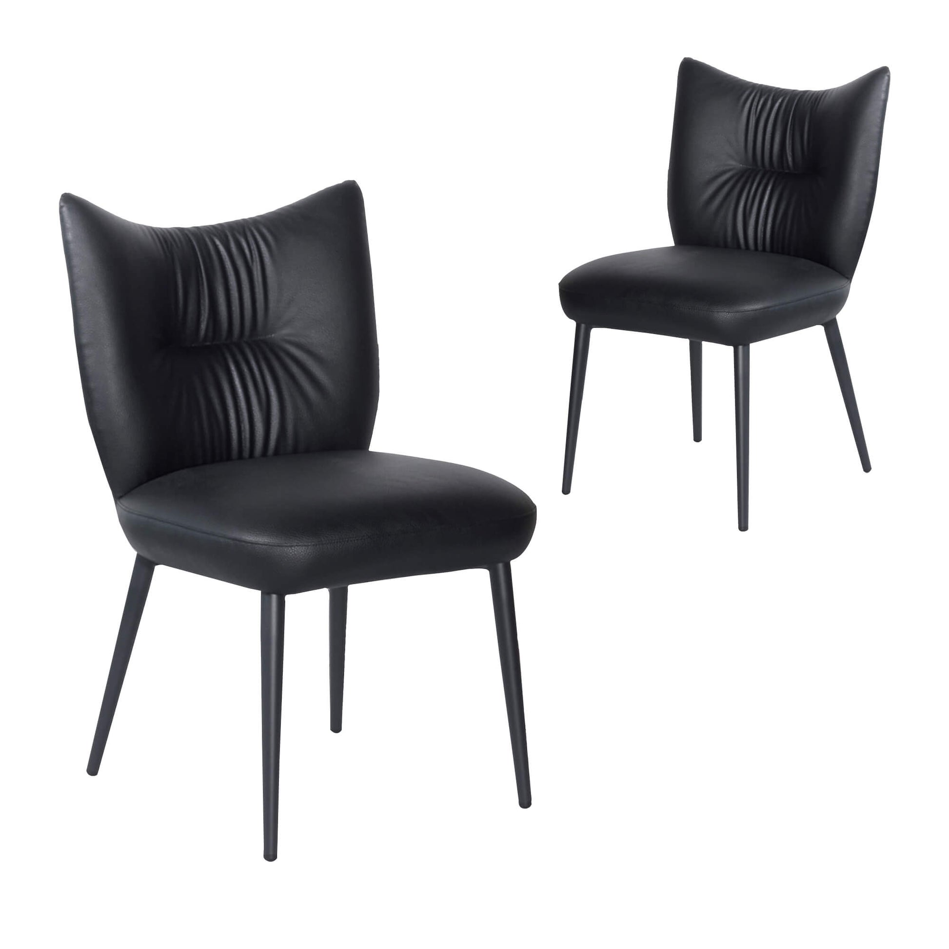 Baron Modern Metal Black PU Leather Dining Chairs | Black