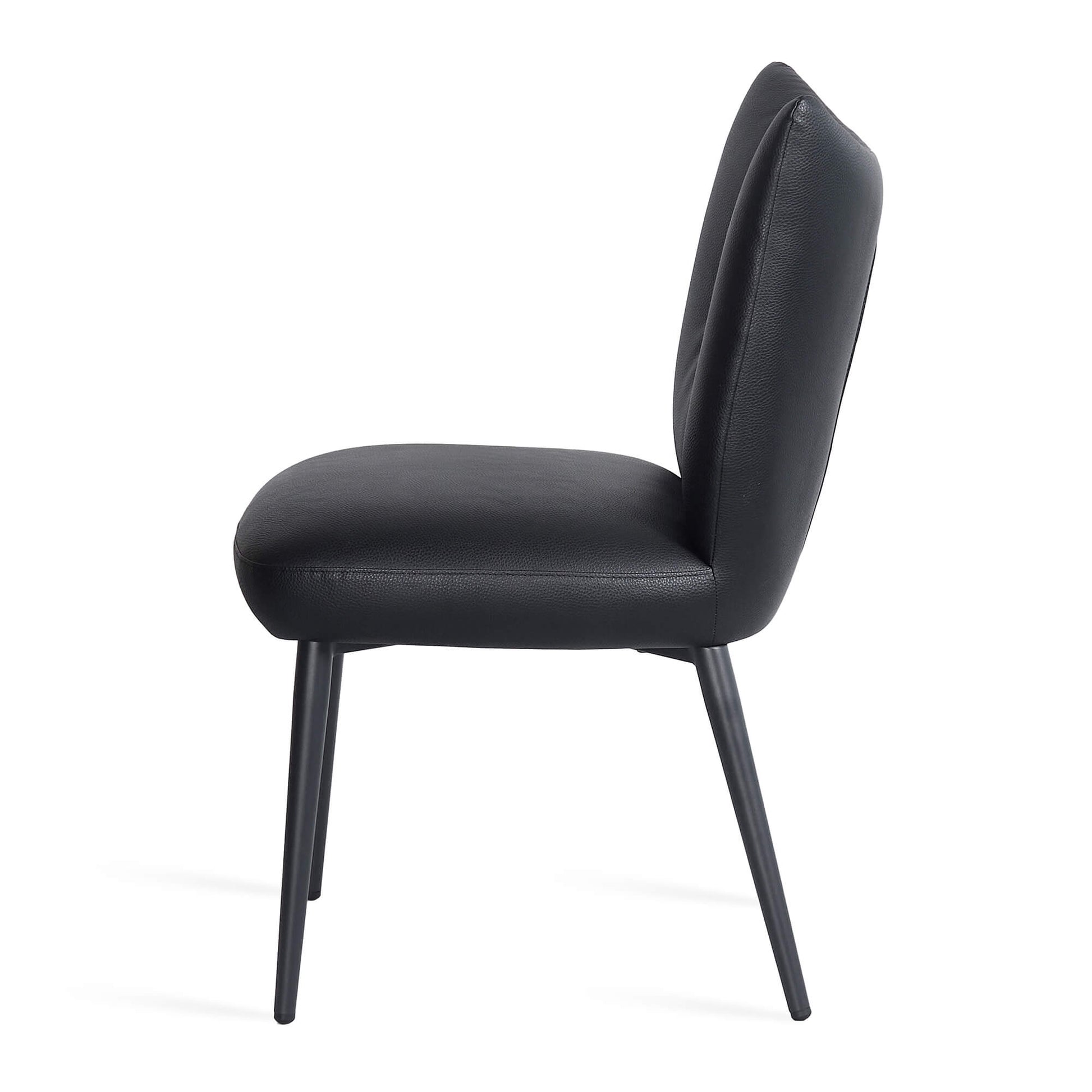 Baron Modern Metal Black PU Leather Dining Chairs | Black