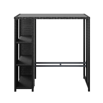 Baroosa | Black Metal Glass Outdoor Wicker Bar Stool Table